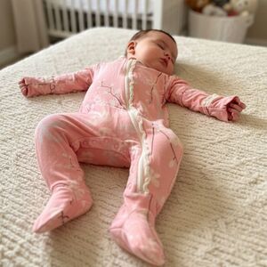 Kickee Pants Bamboo Pink Floral One Piece Sleeper Size 3-6 Months